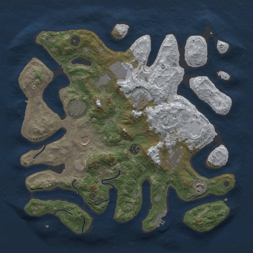 Rust Map: Procedural Map, Size: 3800, Seed: 1287772, 16 Monuments
