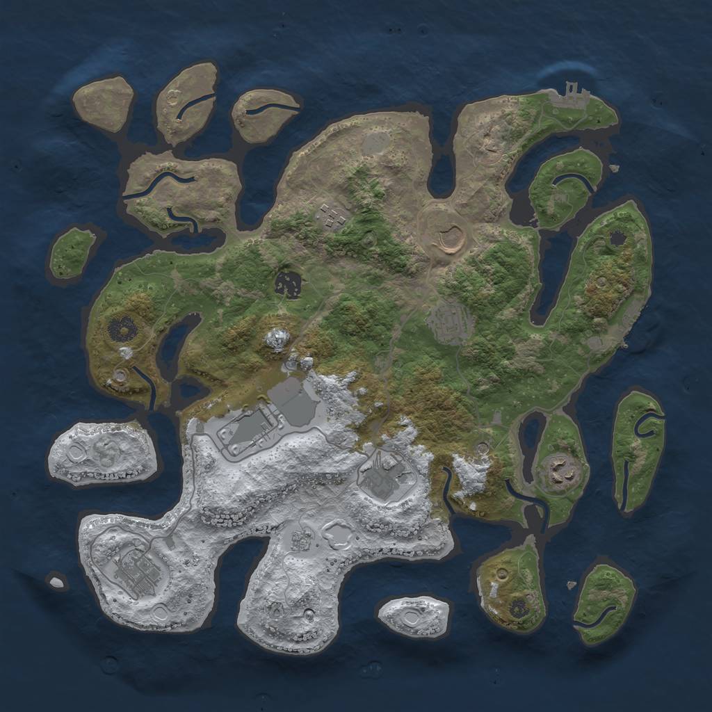 Rust Map: Procedural Map, Size: 3800, Seed: 4163063, 17 Monuments