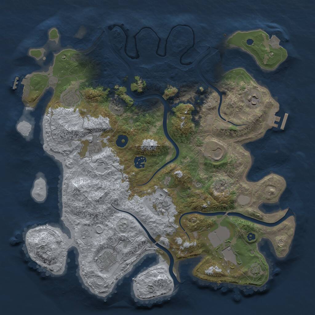 Rust Map: Procedural Map, Size: 3800, Seed: 3969245, 15 Monuments