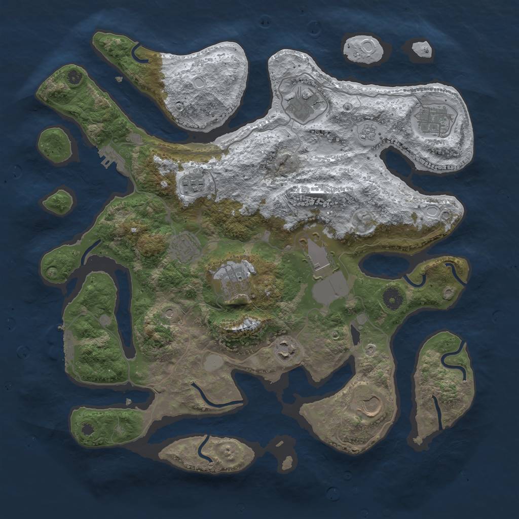 Rust Map: Procedural Map, Size: 3800, Seed: 3995192, 17 Monuments