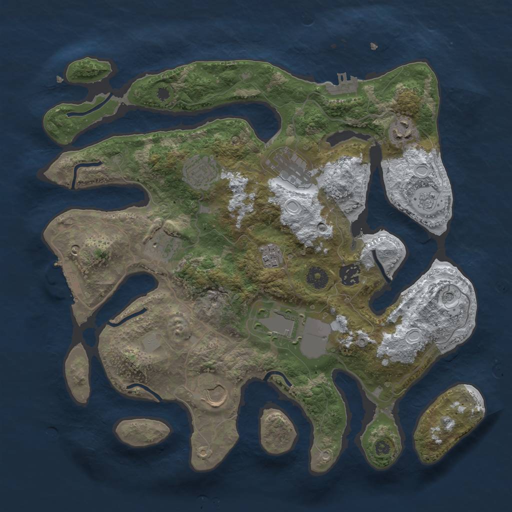 Rust Map: Procedural Map, Size: 3500, Seed: 5305828, 17 Monuments