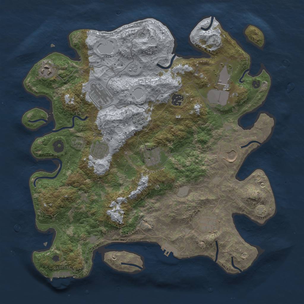 Rust Map: Procedural Map, Size: 3800, Seed: 216136, 17 Monuments