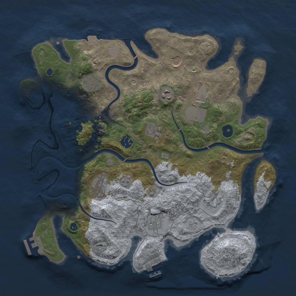 Rust Map: Procedural Map, Size: 3800, Seed: 4597416, 16 Monuments