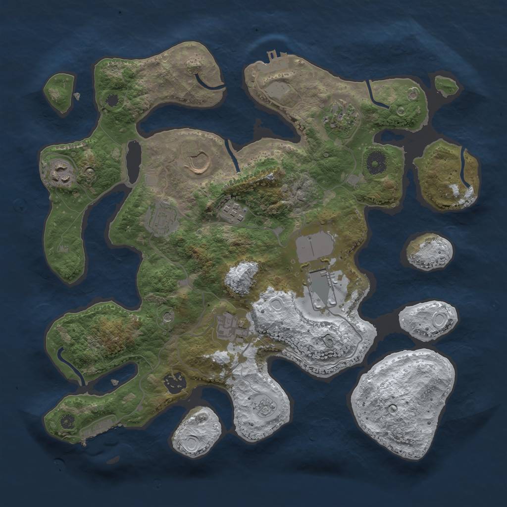 Rust Map: Procedural Map, Size: 3500, Seed: 4350975, 17 Monuments