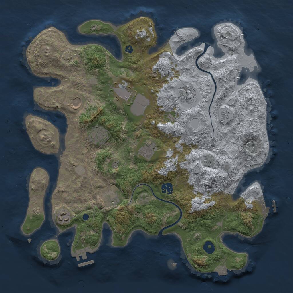 Rust Map: Procedural Map, Size: 3700, Seed: 78229, 15 Monuments