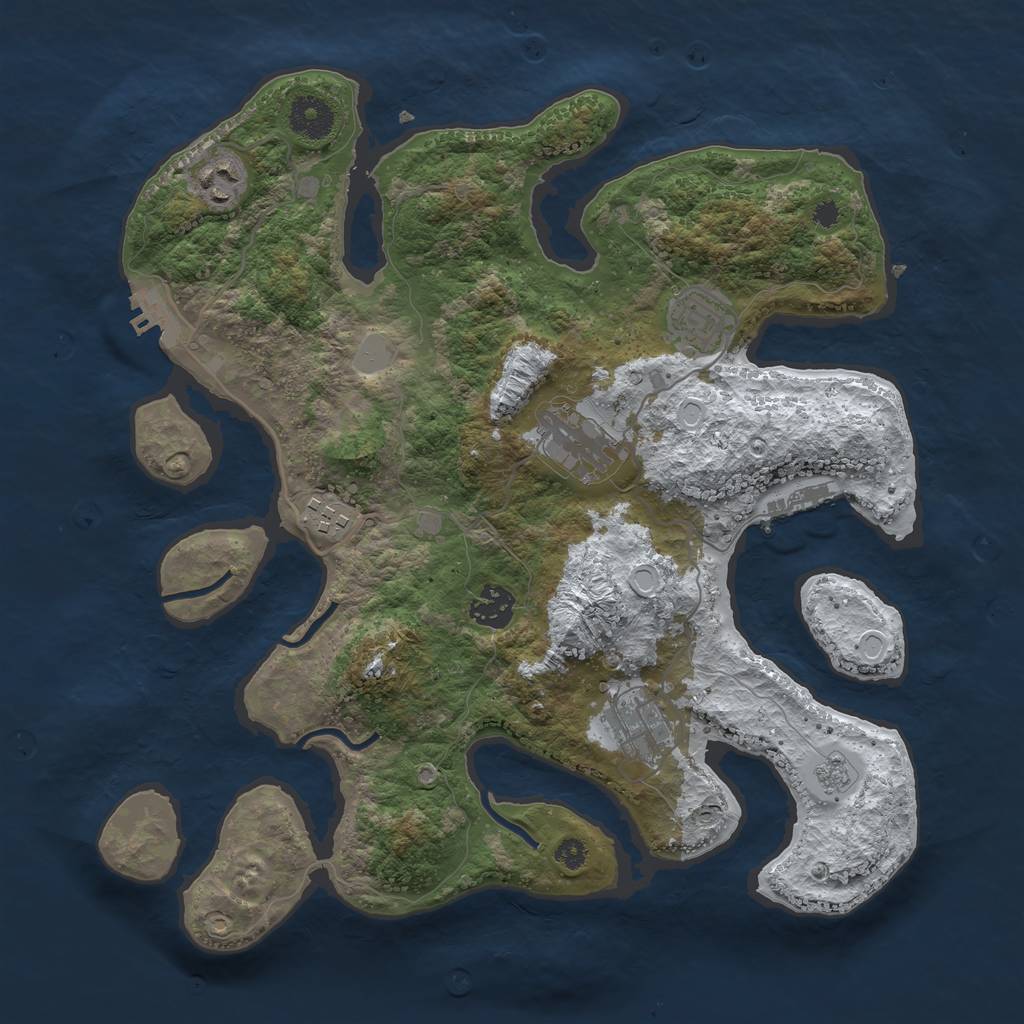 Rust Map: Procedural Map, Size: 3500, Seed: 1692682, 14 Monuments
