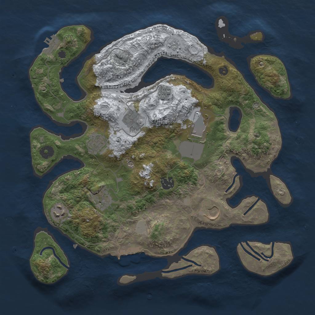 Rust Map: Procedural Map, Size: 3500, Seed: 4245046, 17 Monuments