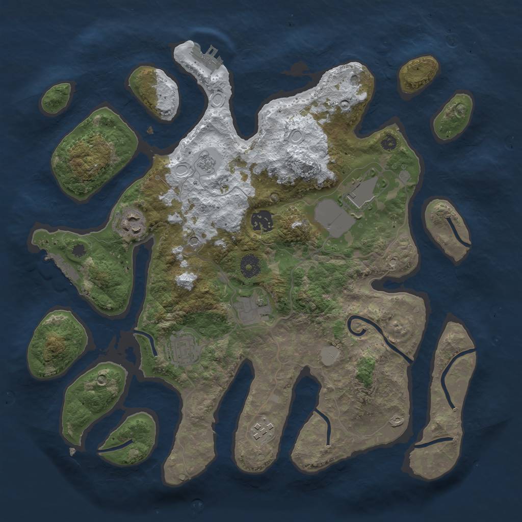 Rust Map: Procedural Map, Size: 3500, Seed: 3289574, 15 Monuments