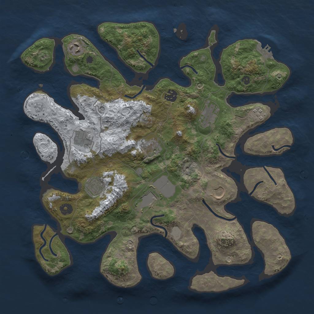 Rust Map: Procedural Map, Size: 3800, Seed: 3032905, 17 Monuments