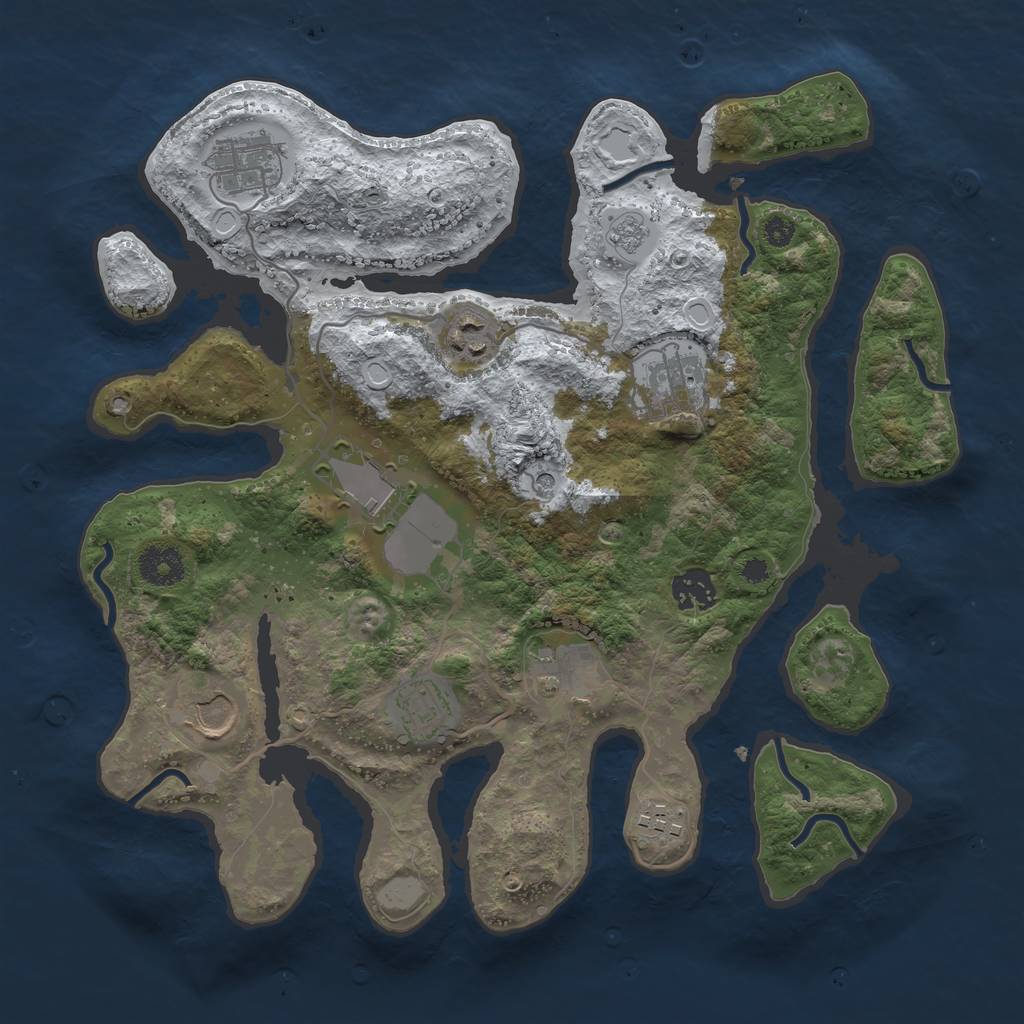 Rust Map: Procedural Map, Size: 3500, Seed: 4166229, 16 Monuments