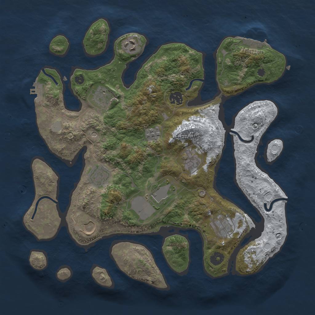 Rust Map: Procedural Map, Size: 3500, Seed: 2984320, 17 Monuments