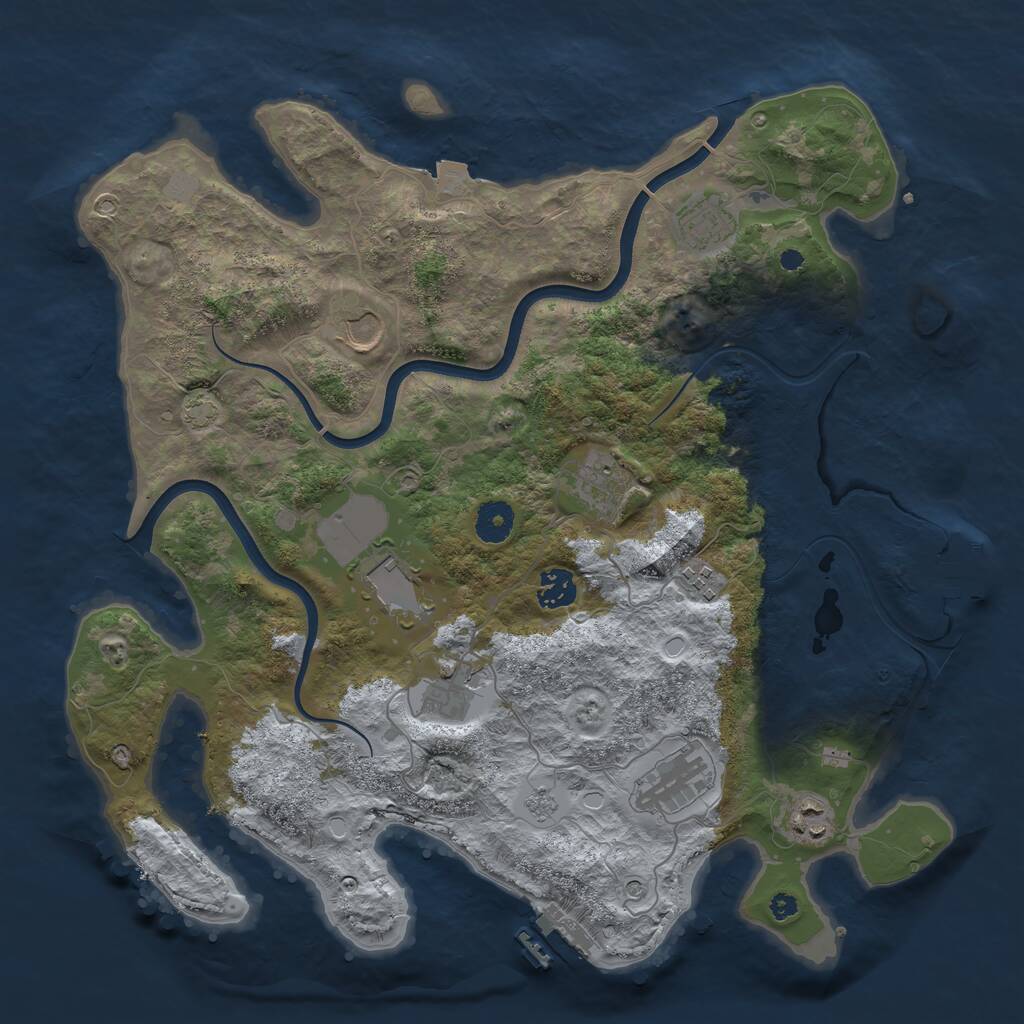 Rust Map: Procedural Map, Size: 3800, Seed: 3694697, 15 Monuments
