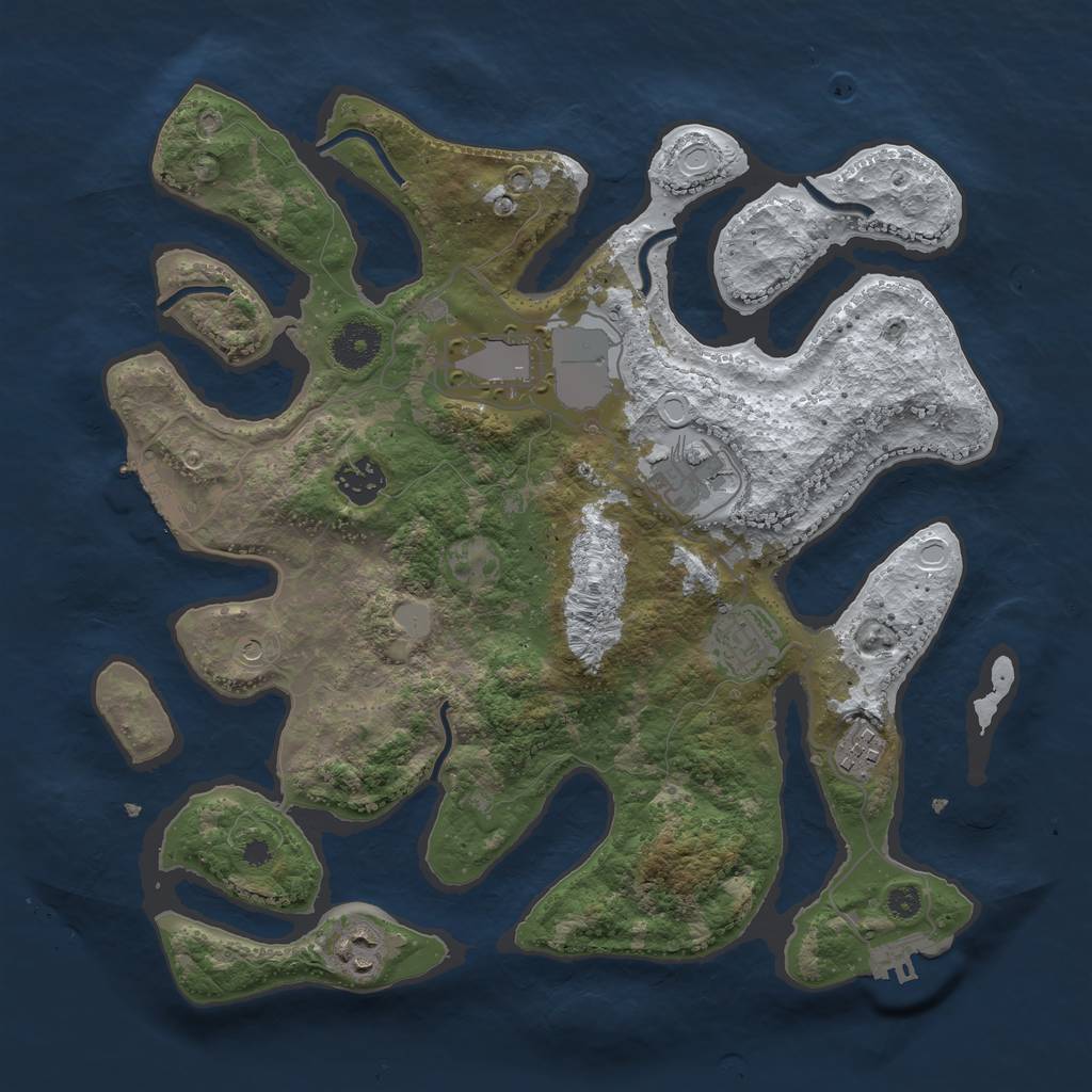 Rust Map: Procedural Map, Size: 3500, Seed: 85444, 14 Monuments