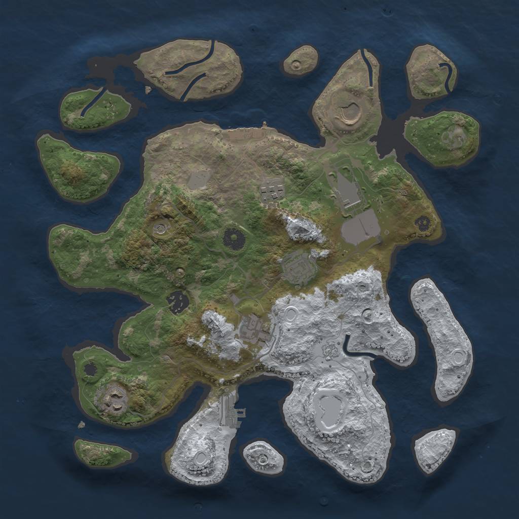 Rust Map: Procedural Map, Size: 3500, Seed: 5319463, 16 Monuments
