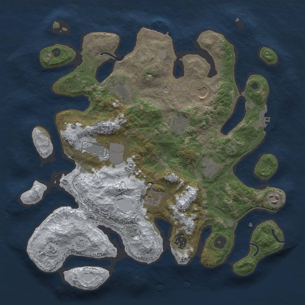 Rust Map: Procedural Map, Size: 3800, Seed: 4384770, 18 Monuments