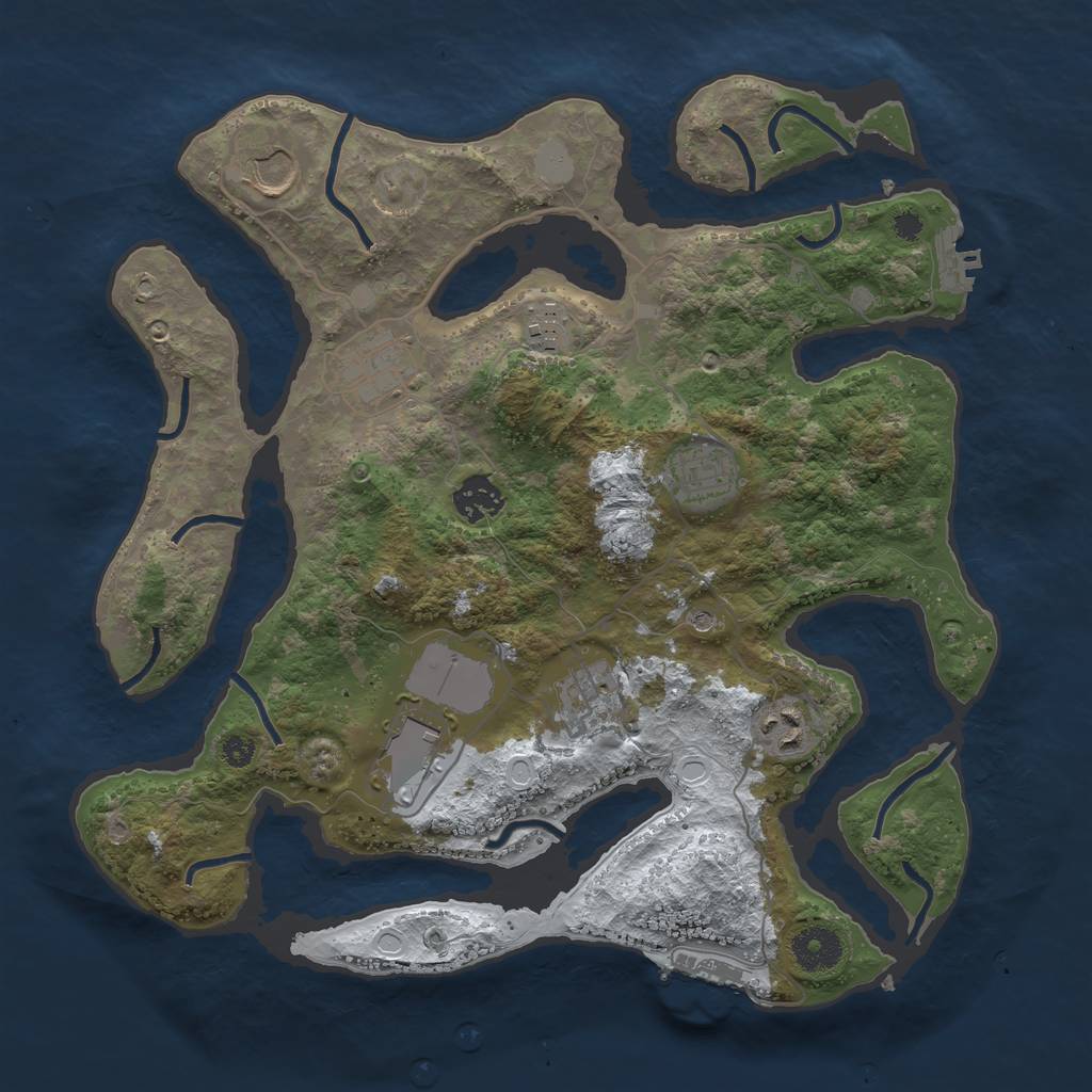 Rust Map: Procedural Map, Size: 3500, Seed: 4707618, 16 Monuments