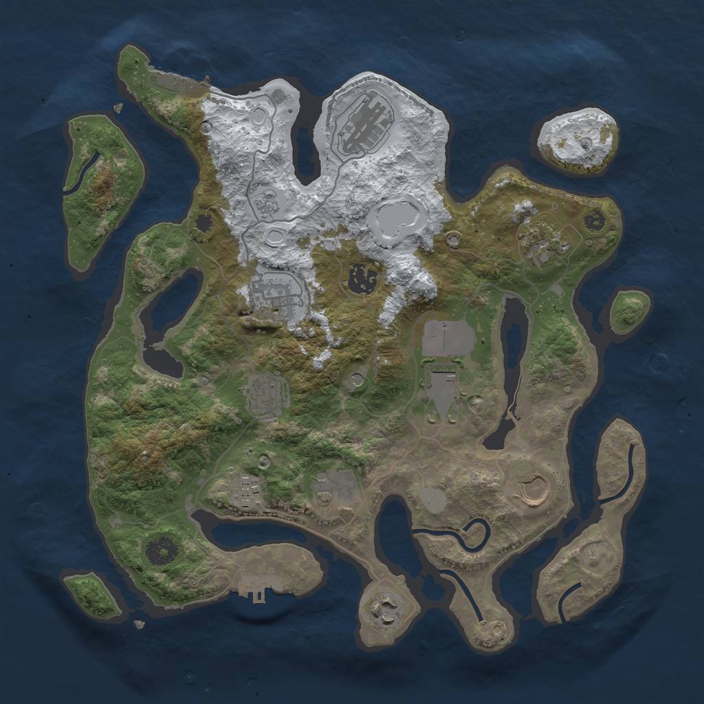Rust Map: Procedural Map, Size: 3500, Seed: 3788805, 19 Monuments
