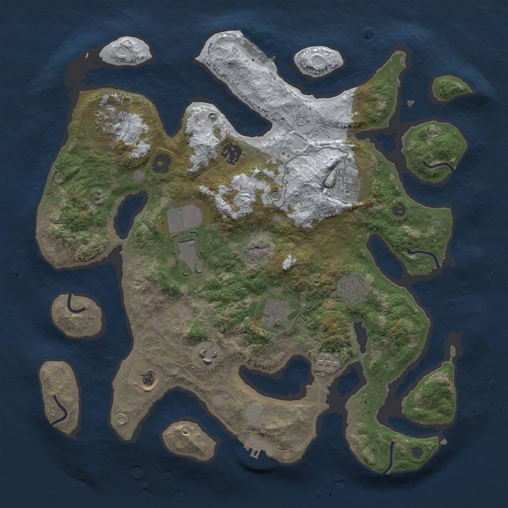 Rust Map: Procedural Map, Size: 3800, Seed: 3839127, 18 Monuments