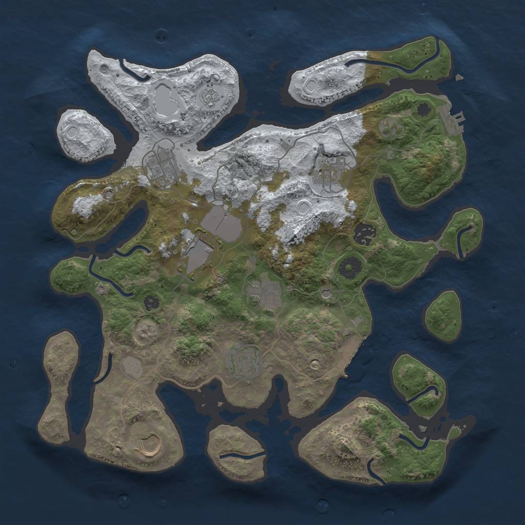 Rust Map: Procedural Map, Size: 3500, Seed: 1856615, 16 Monuments