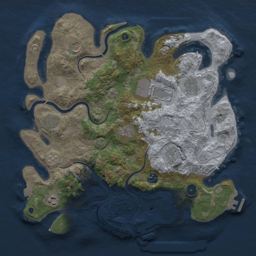 Rust Map: Procedural Map, Size: 3700, Seed: 4383000, 15 Monuments