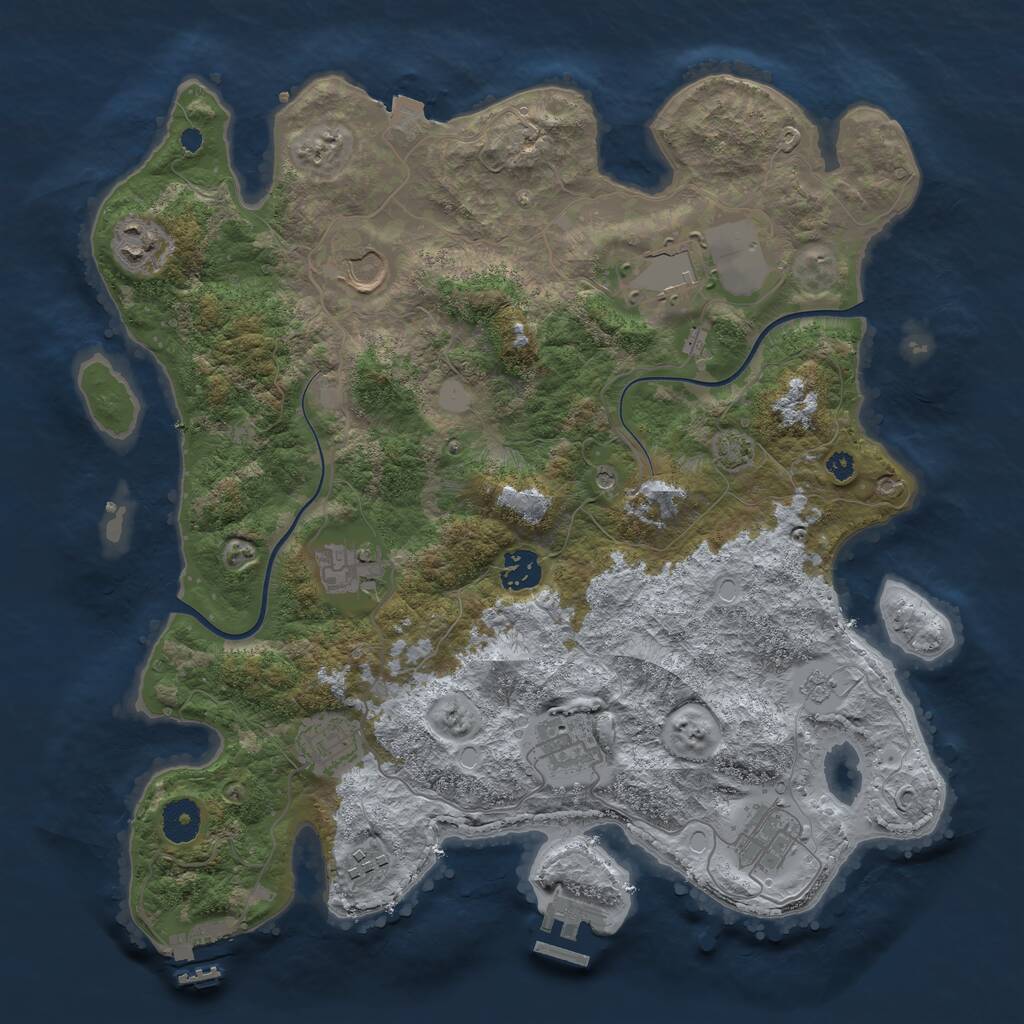 Rust Map: Procedural Map, Size: 3700, Seed: 2778491, 15 Monuments