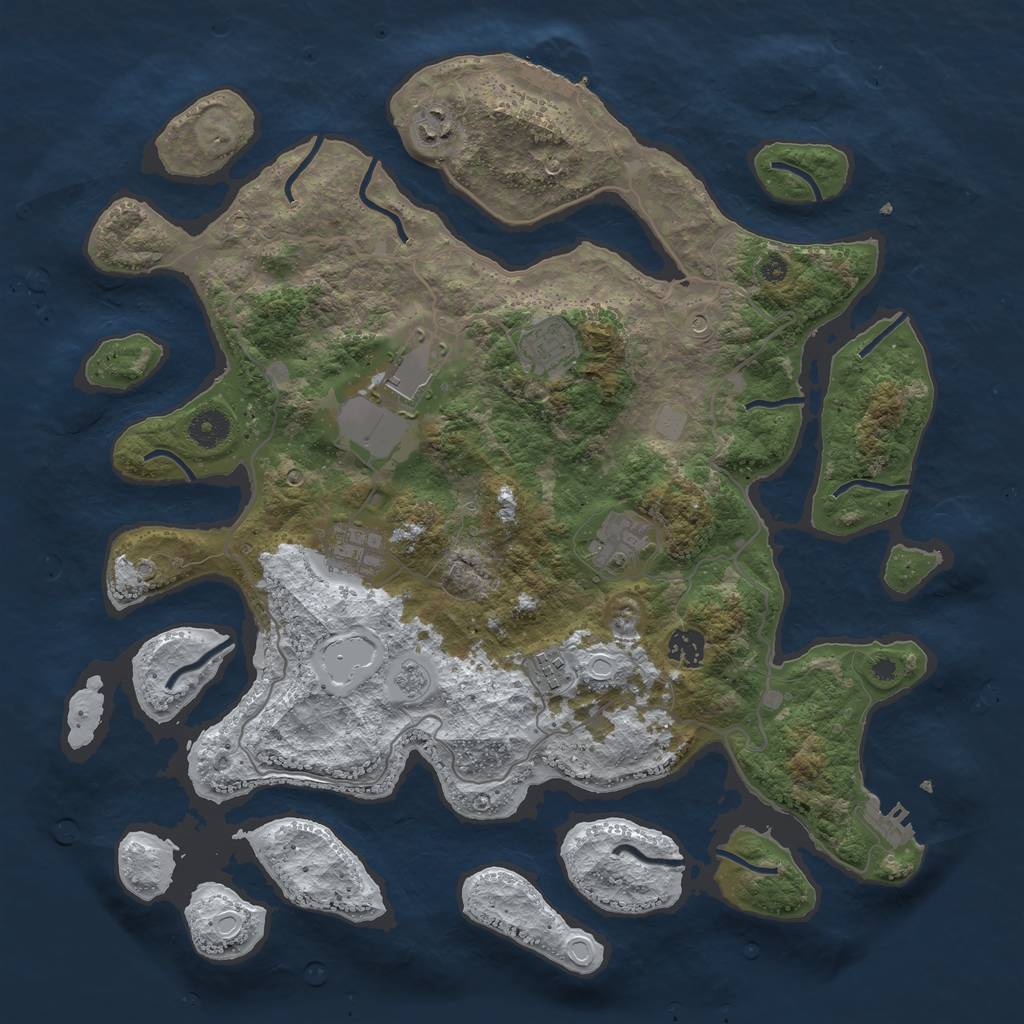 Rust Map: Procedural Map, Size: 4000, Seed: 51561, 16 Monuments
