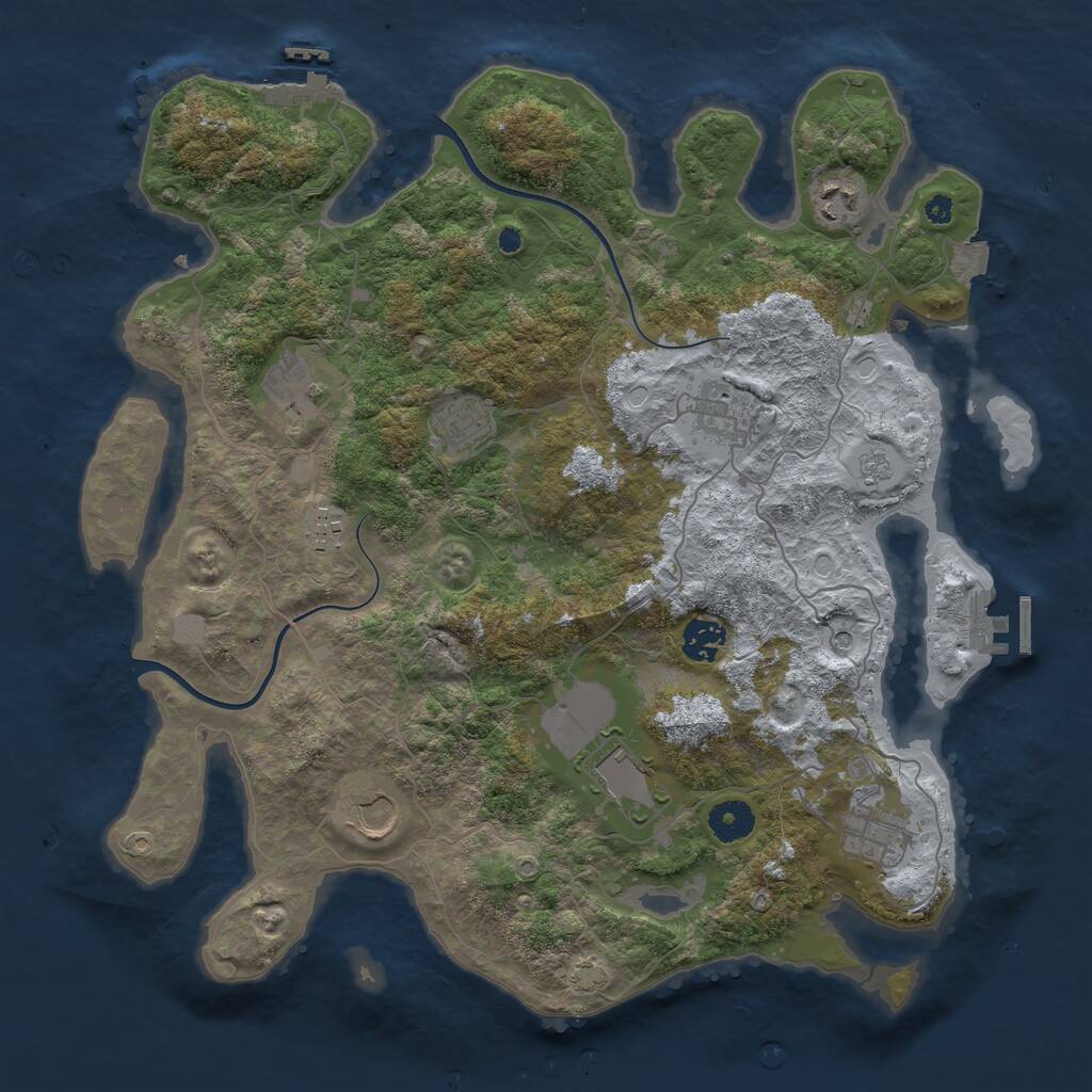 Rust Map: Procedural Map, Size: 3800, Seed: 438503, 15 Monuments