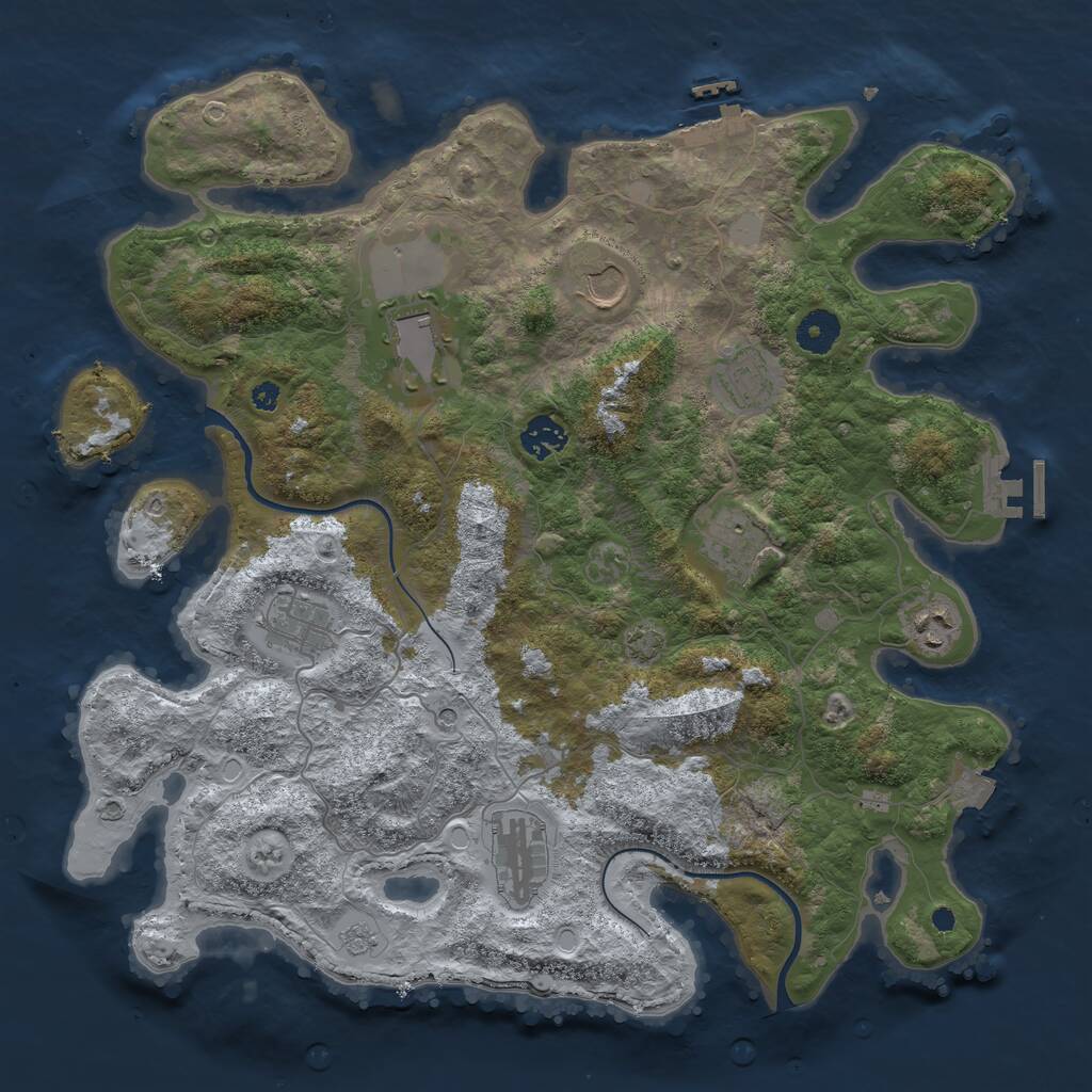 Rust Map: Procedural Map, Size: 3800, Seed: 2434859, 14 Monuments