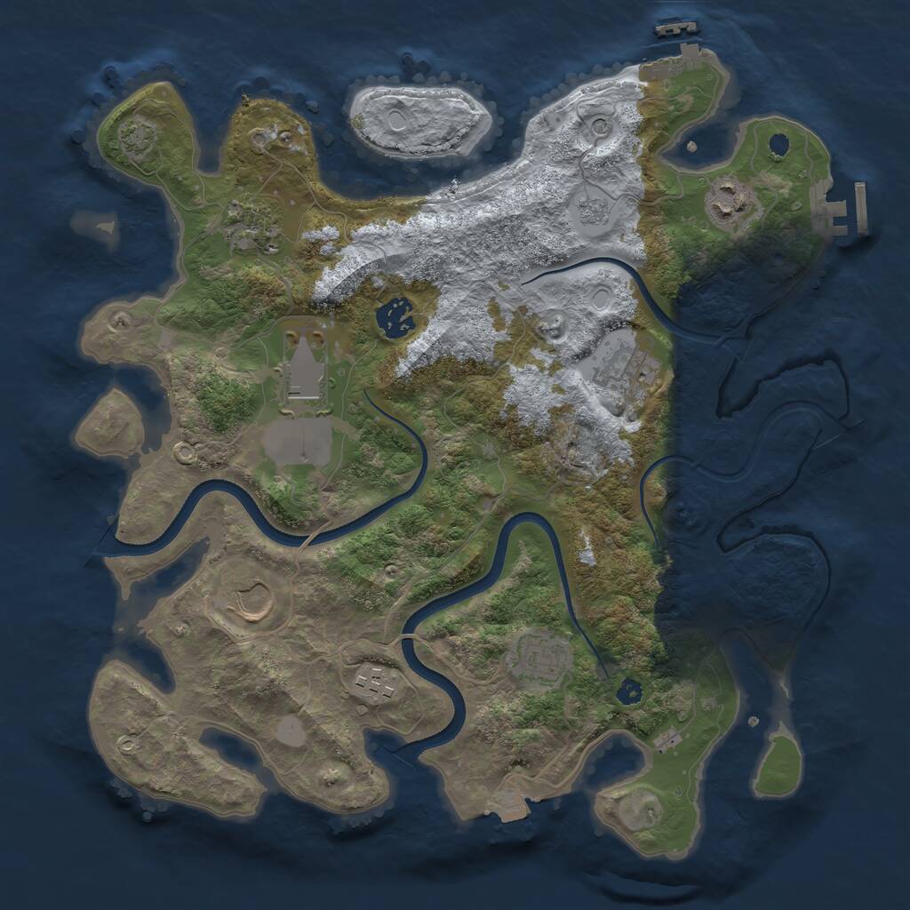 Rust Map: Procedural Map, Size: 3500, Seed: 2264987, 14 Monuments