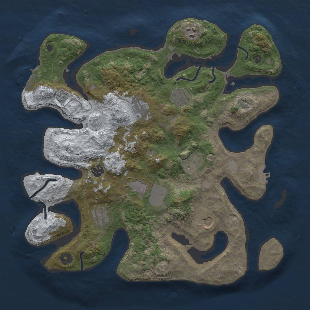 Rust Map: Procedural Map, Size: 3800, Seed: 4197096, 18 Monuments