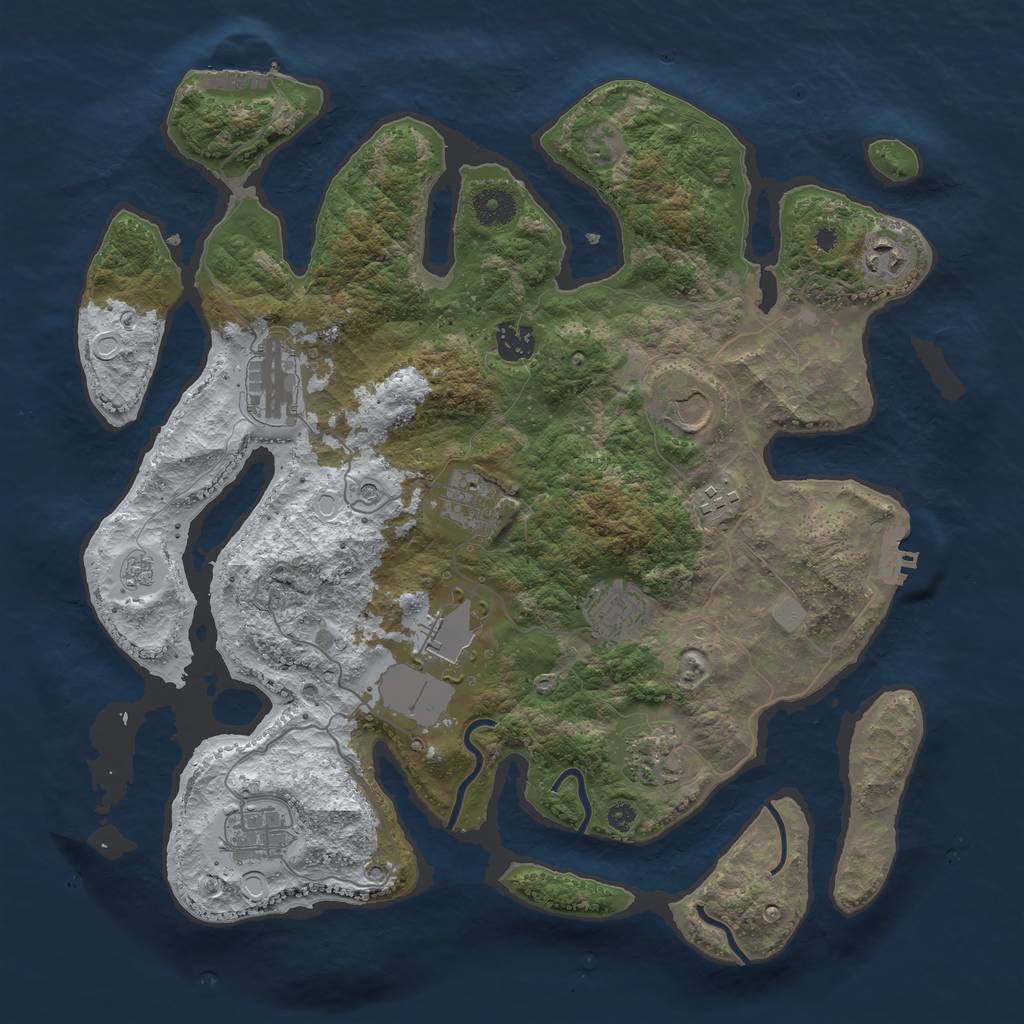Rust Map: Procedural Map, Size: 3800, Seed: 1414545, 19 Monuments