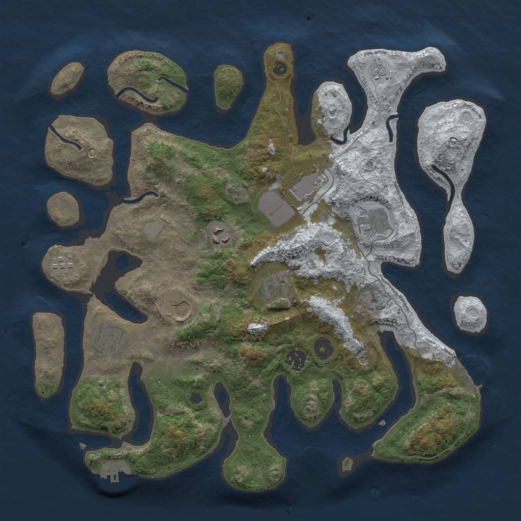 Rust Map: Procedural Map, Size: 3800, Seed: 5149327, 17 Monuments