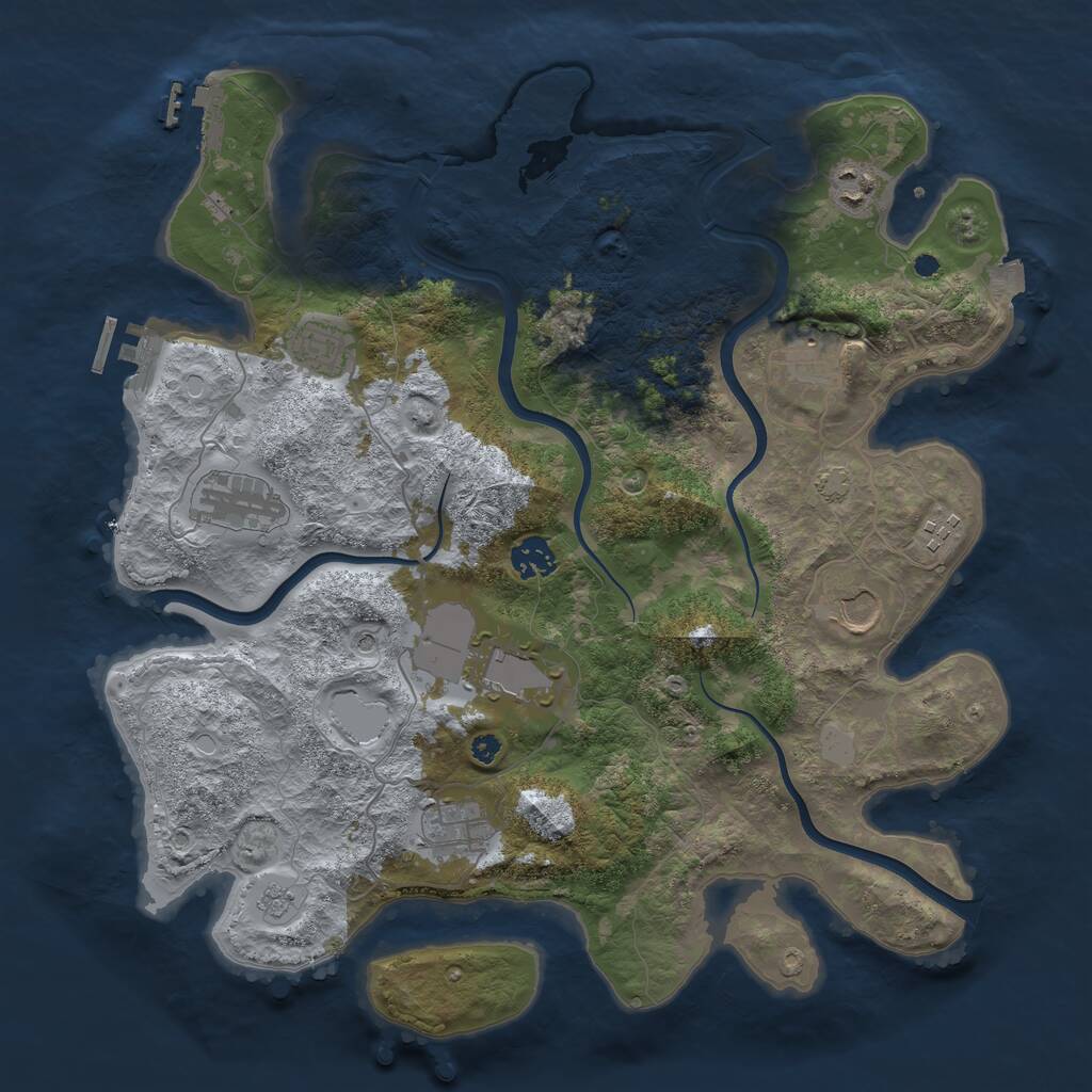 Rust Map: Procedural Map, Size: 3800, Seed: 6453488, 15 Monuments