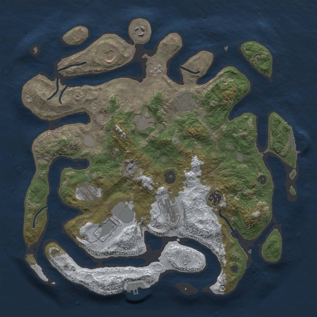 Rust Map: Procedural Map, Size: 3800, Seed: 218306, 18 Monuments