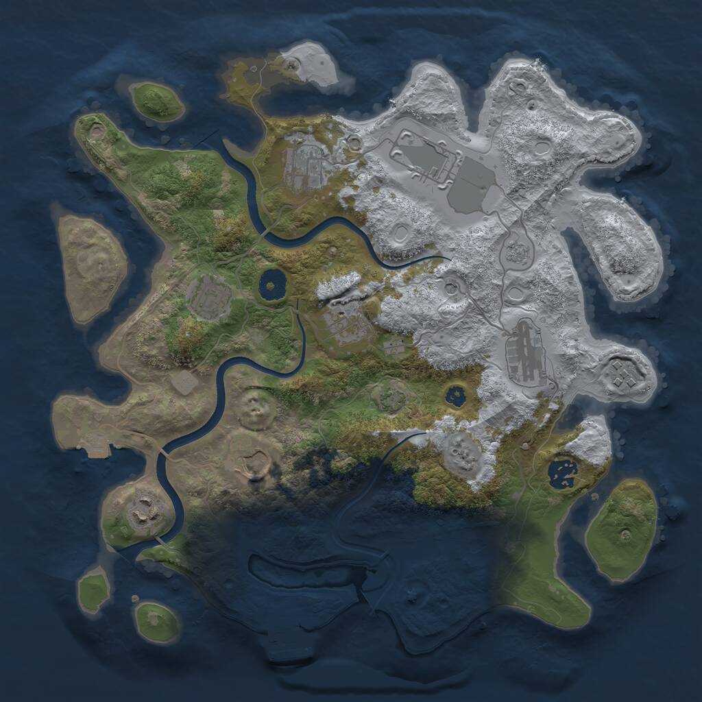 Rust Map: Procedural Map, Size: 3500, Seed: 2090718, 14 Monuments