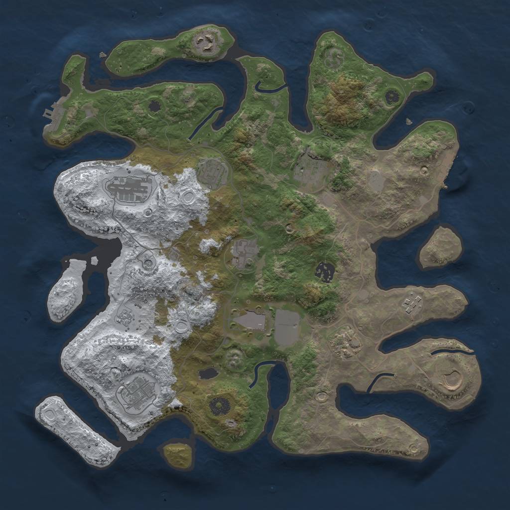 Rust Map: Procedural Map, Size: 3800, Seed: 5141569, 20 Monuments