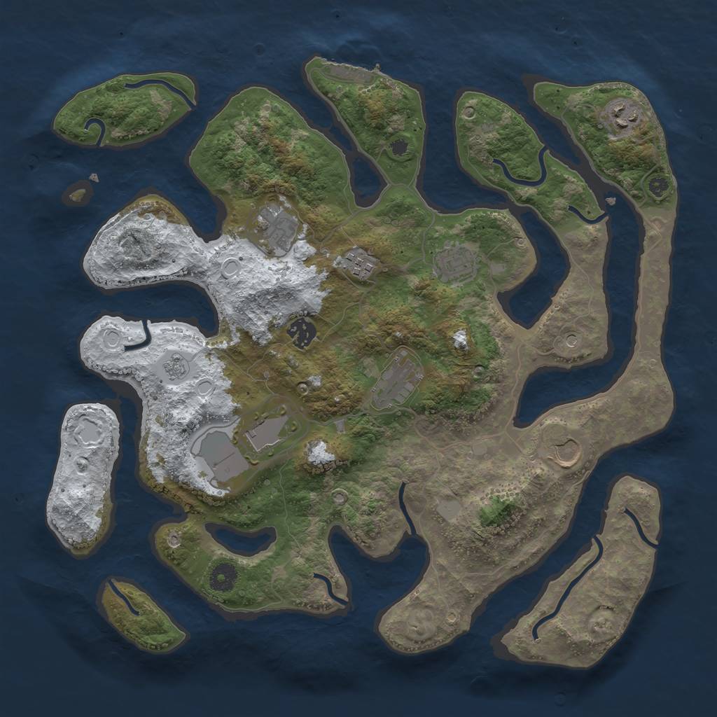 Rust Map: Procedural Map, Size: 3800, Seed: 5078131, 16 Monuments