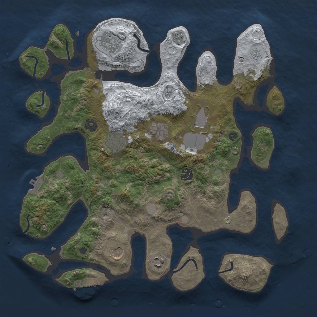 Rust Map: Procedural Map, Size: 3700, Seed: 960979, 17 Monuments