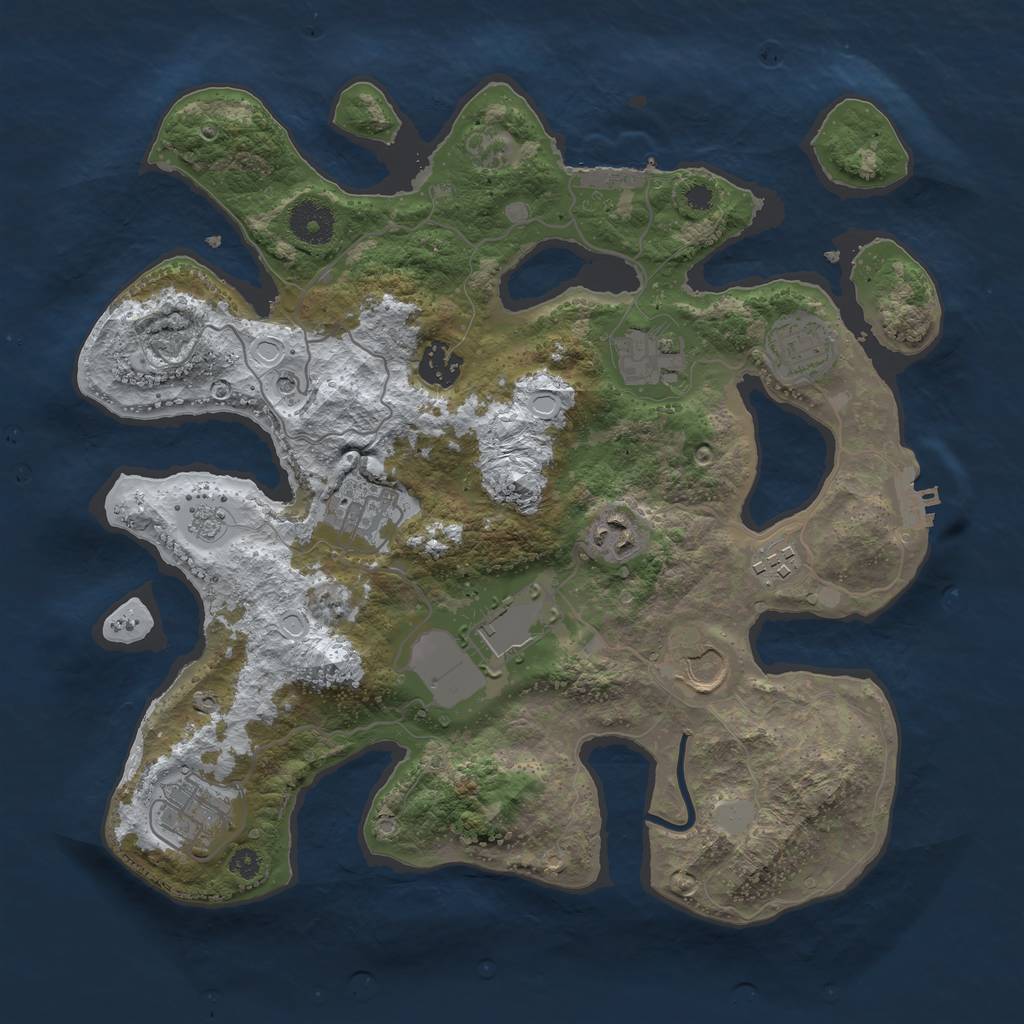Rust Map: Procedural Map, Size: 3500, Seed: 4456917, 18 Monuments