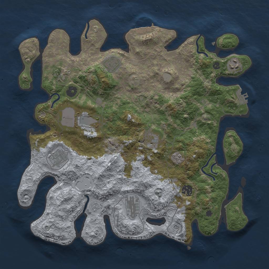 Rust Map: Procedural Map, Size: 3700, Seed: 5455520, 16 Monuments