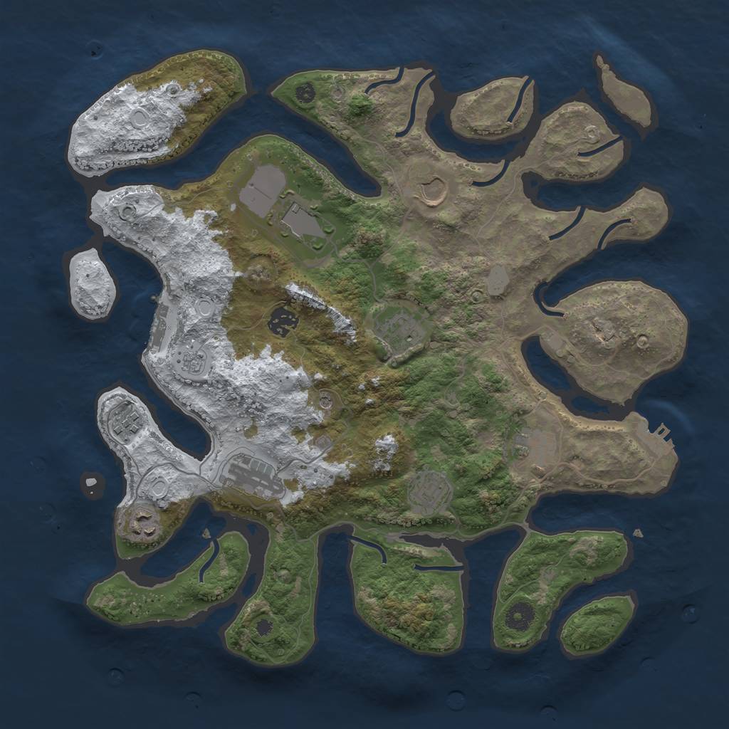 Rust Map: Procedural Map, Size: 3800, Seed: 1859334, 18 Monuments