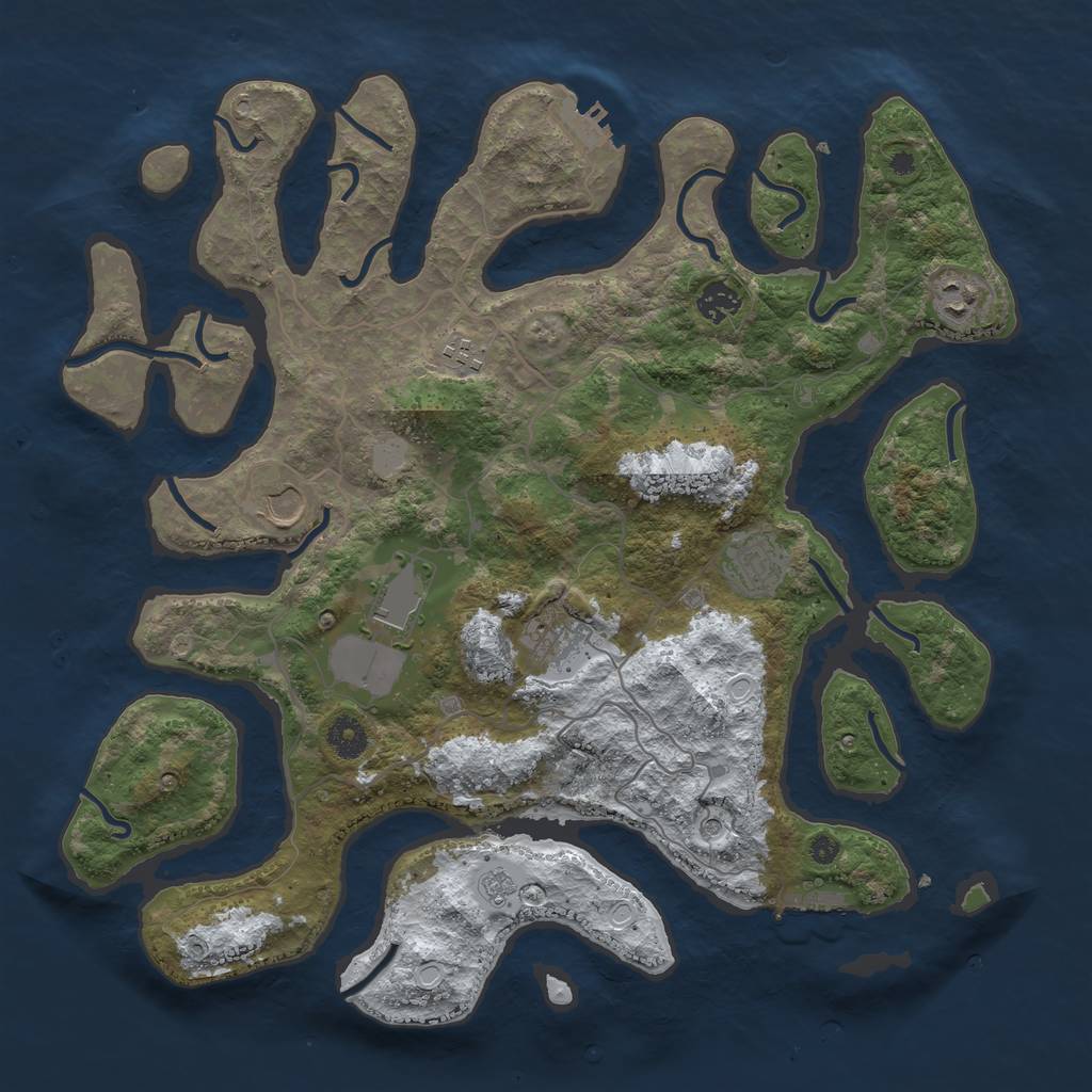 Rust Map: Procedural Map, Size: 4000, Seed: 774918, 16 Monuments