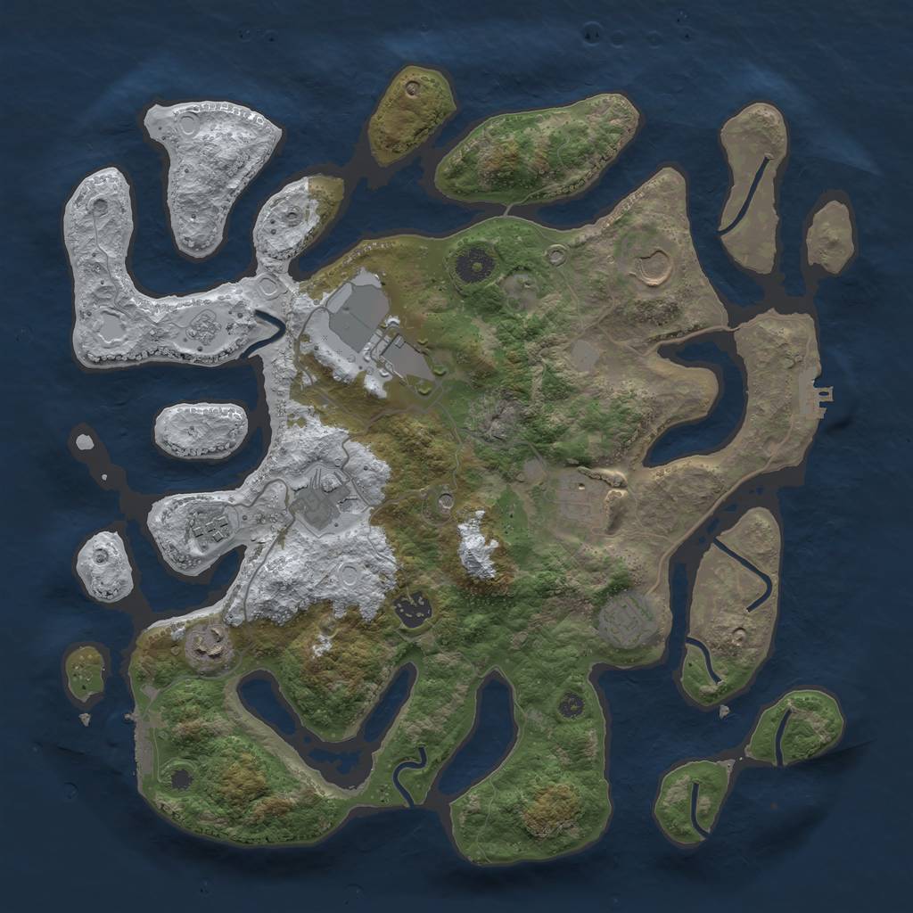 Rust Map: Procedural Map, Size: 3800, Seed: 6442253, 17 Monuments