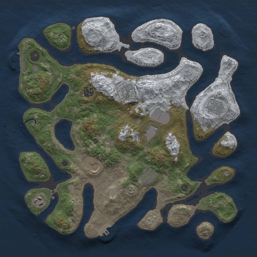Rust Map: Procedural Map, Size: 3700, Seed: 724014, 17 Monuments