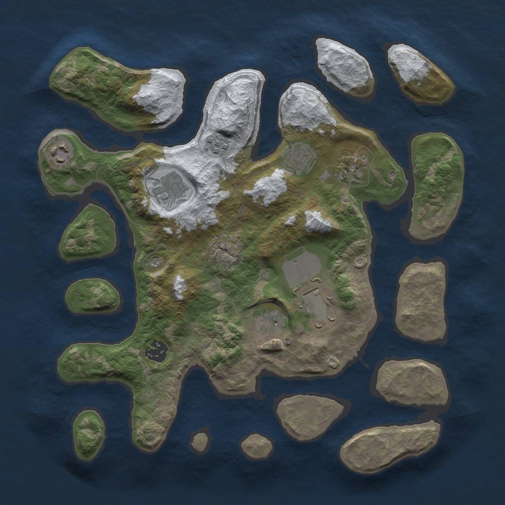 Rust Map: Barren, Size: 3500, Seed: 4543981, 11 Monuments