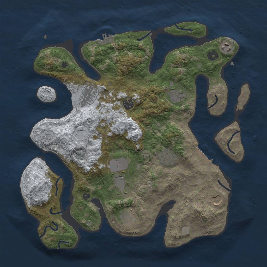 Rust Map: Procedural Map, Size: 3800, Seed: 3953902, 17 Monuments