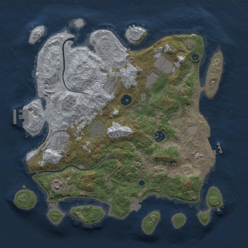 Rust Map: Procedural Map, Size: 3500, Seed: 2887532, 13 Monuments