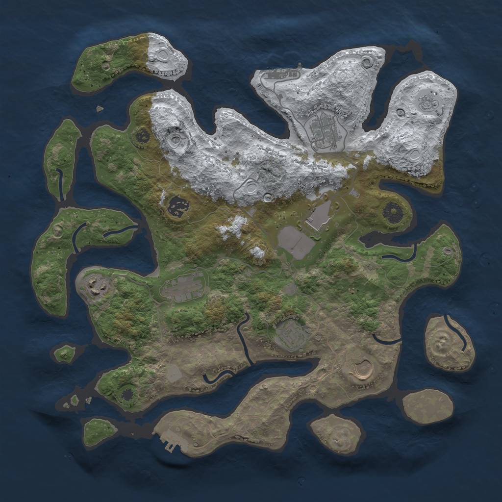Rust Map: Procedural Map, Size: 3700, Seed: 1737924, 16 Monuments