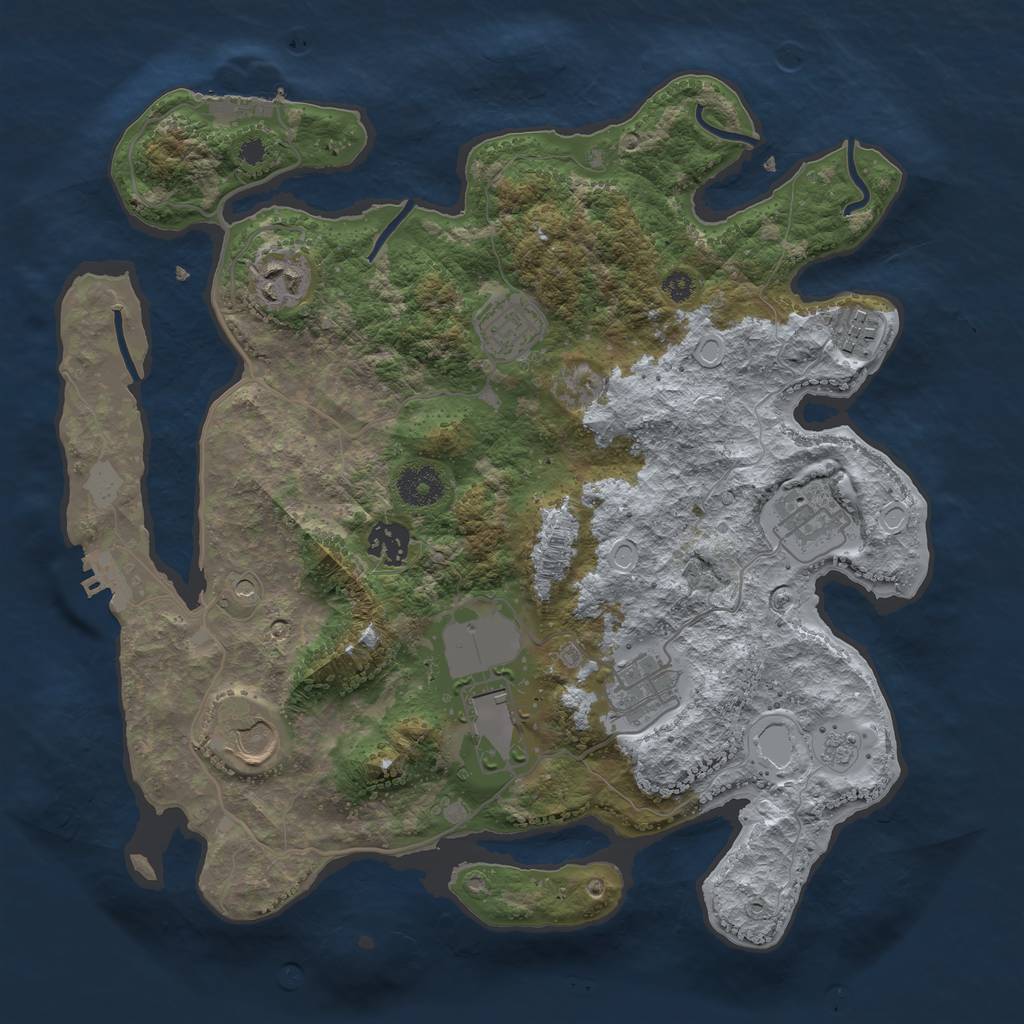 Rust Map: Procedural Map, Size: 3500, Seed: 2383790, 15 Monuments