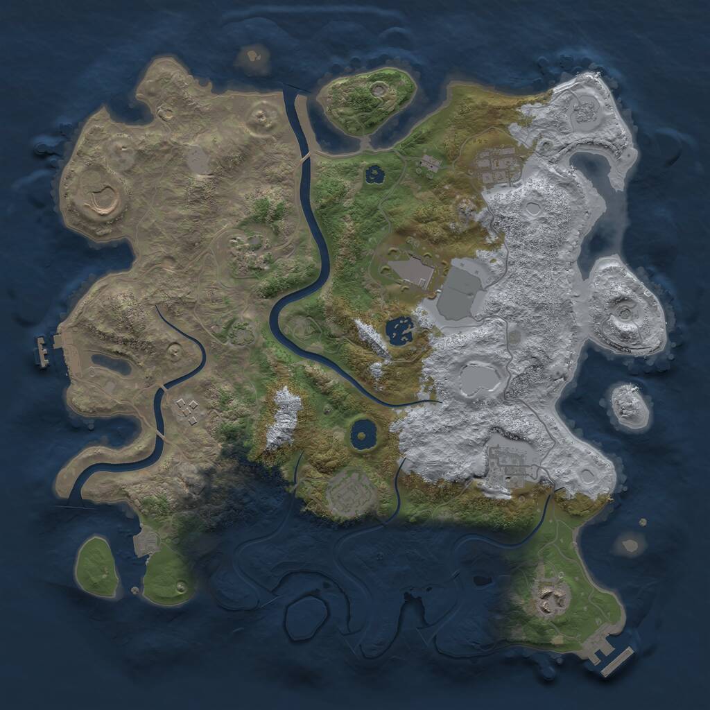Rust Map: Procedural Map, Size: 3700, Seed: 4596344, 15 Monuments